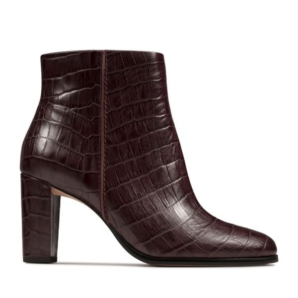 Clarks Womens Kaylin Fern Ankle Boots Burgundy | USA-7291536